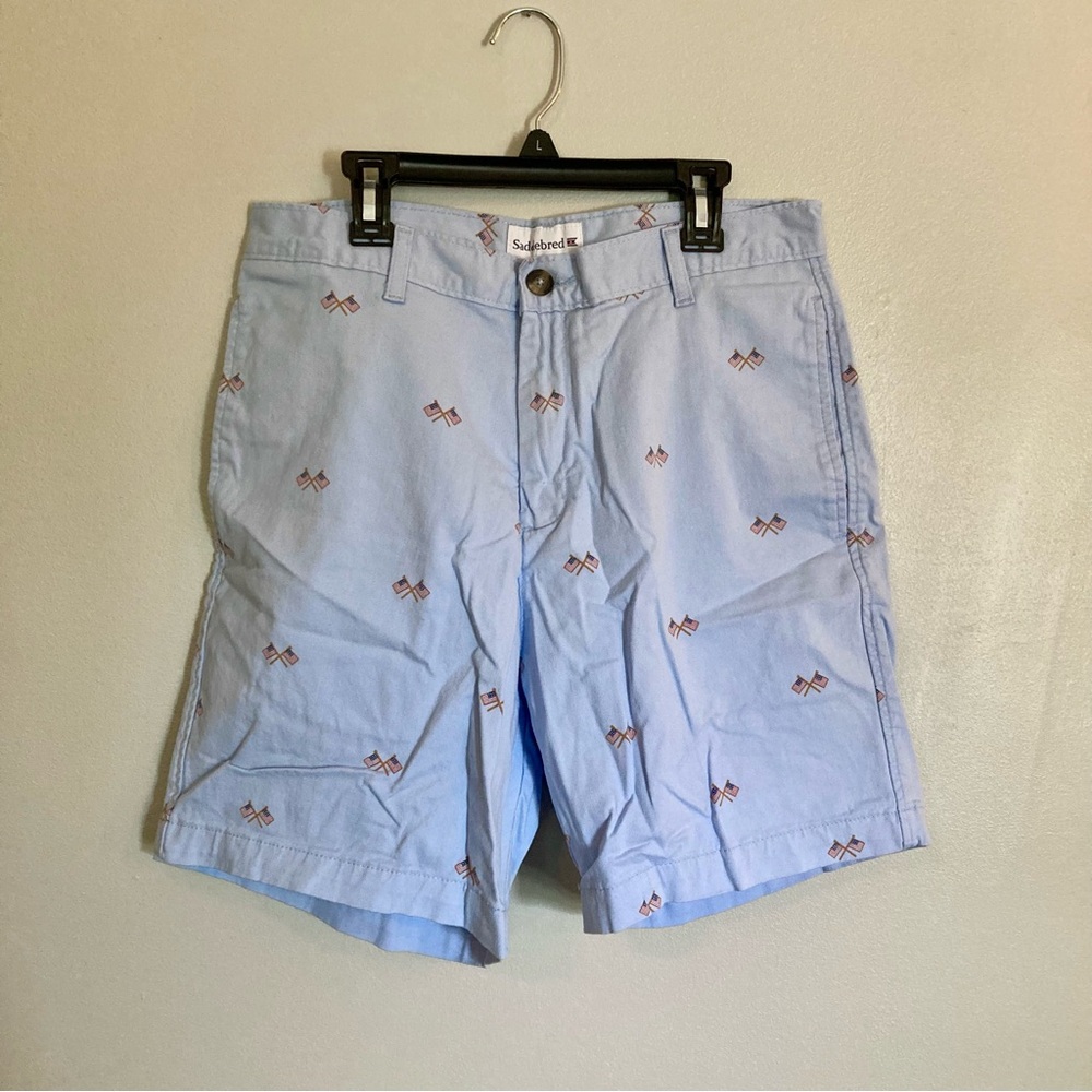 4/$10 - Saddlebred American Flag Light Blue Shorts